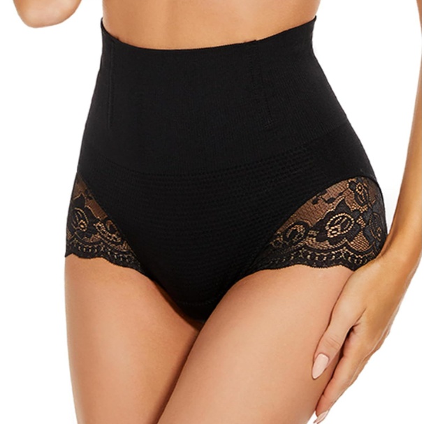 Womens Plus Elegant Panties Plus Size Lace High Waist Tummy Control Briefs